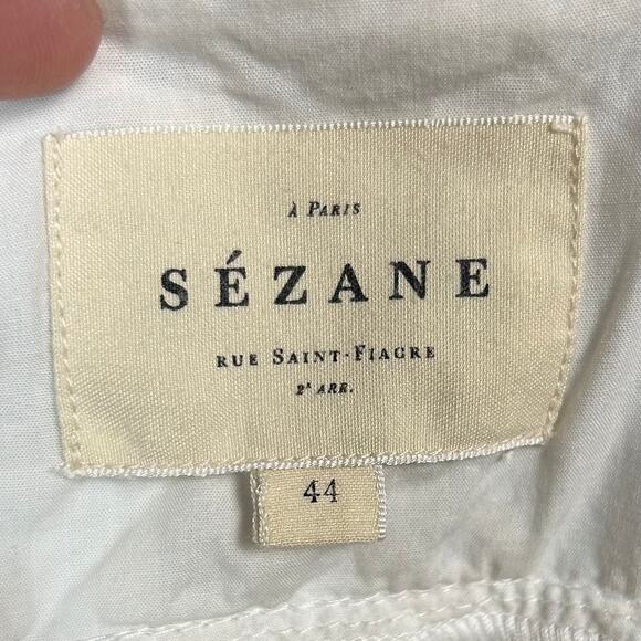 Sezane Top Forta Blouse XXL / Size 12 Sleeveless Ruffle Blouse Eyelet Cotton - Picture 12 of 12